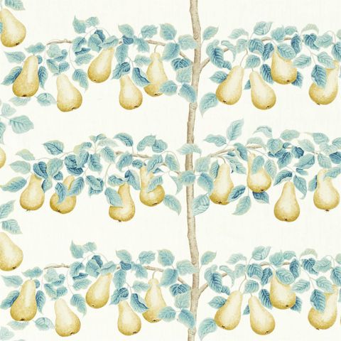 Perry Pears Gold/Aqua Upholstery Fabric