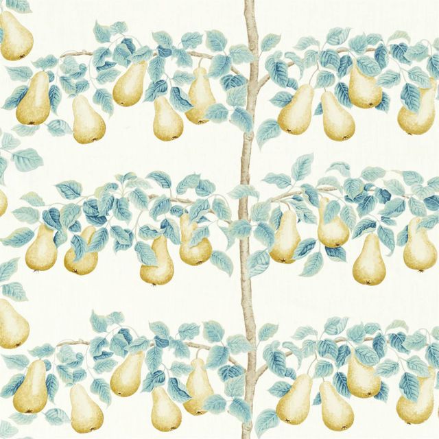 Sanderson A Celebration Of The National Trust Fabrics Perry Pears Gold/Aqua