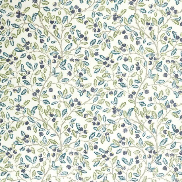 Sanderson A Celebration Of The National Trust Fabrics Wild Berries Blueberry/Sage Upholstery Fabric