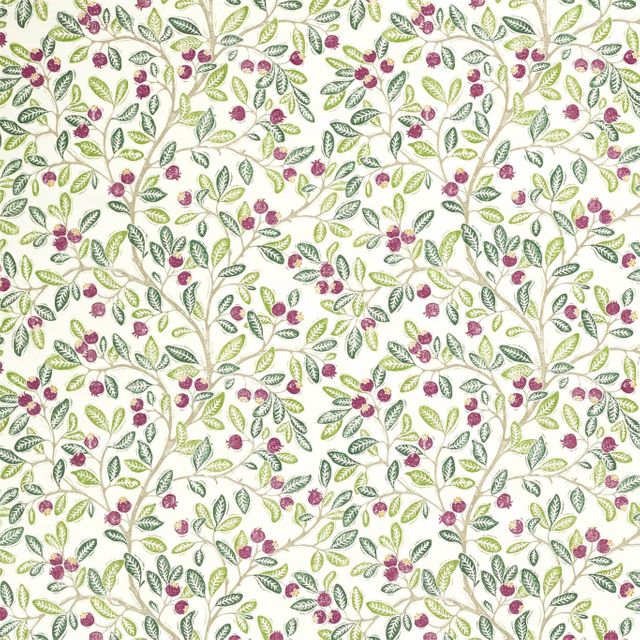 Sanderson A Celebration Of The National Trust Fabrics Wild Berries Fern/Mulberry Upholstery Fabric