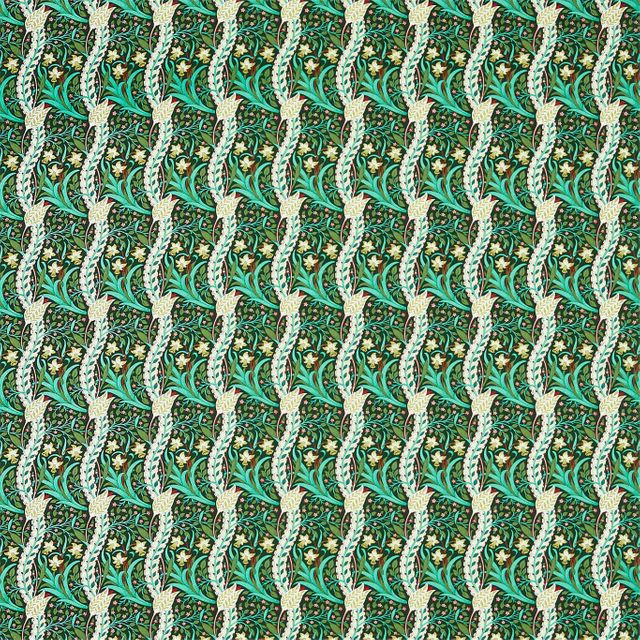 William Morris Ben Pentreath The Queen Square Fabrics Daffodil Dark Olive