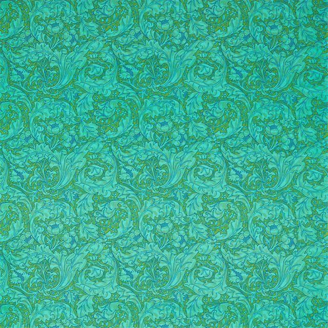 William Morris Ben Pentreath The Queen Square Fabrics Bachelors Button Olive/Turquoise