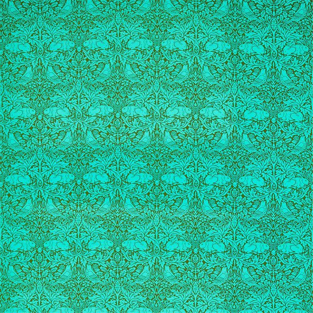 William Morris Ben Pentreath The Queen Square Fabrics Brer Rabbit Olive/Turquoise
