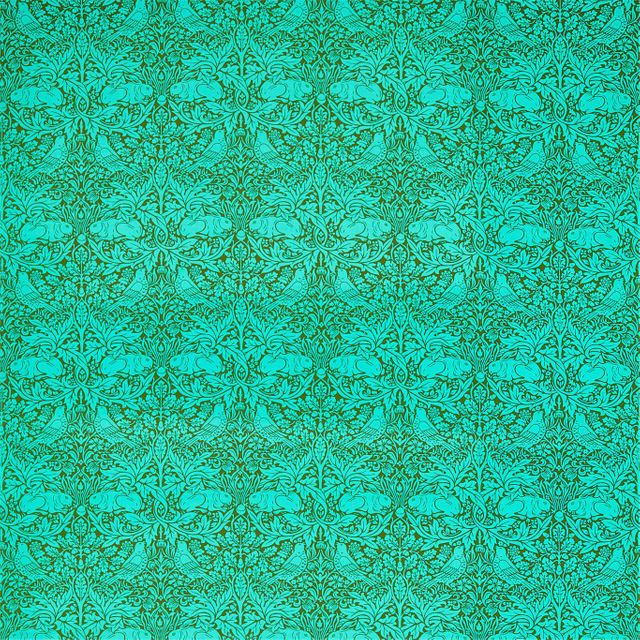 William Morris Ben Pentreath The Queen Square Fabrics Brer Rabbit Olive/Turquoise