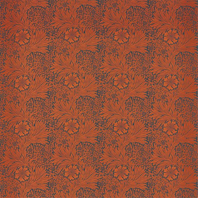 William Morris Ben Pentreath The Queen Square Fabrics Marigold Navy/Burnt Orange