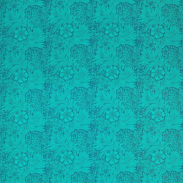 William Morris Ben Pentreath The Queen Square Fabrics Marigold Navy/Turquoise