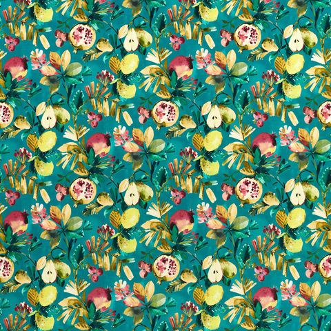 Fruta Velvet Teal Upholstery Fabric