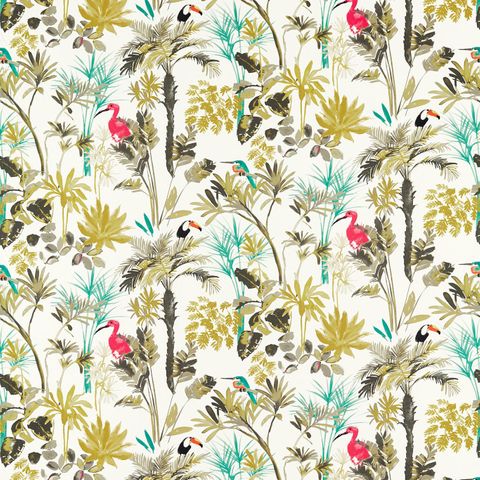 Palm Charcoal/Citron Upholstery Fabric