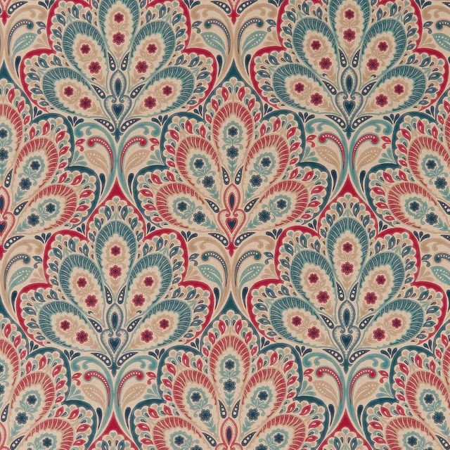 Clarke and Clarke Eden Persia Denim/Raspberry Upholstery Fabric