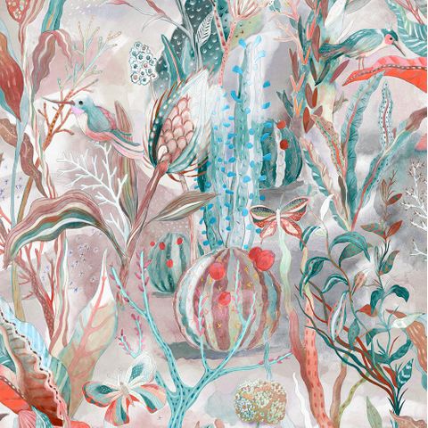 Atlantis Coral Voile Fabric