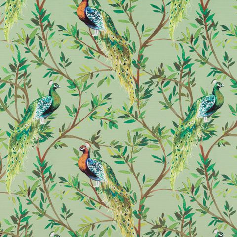 Peacock Avocado Upholstery Fabric