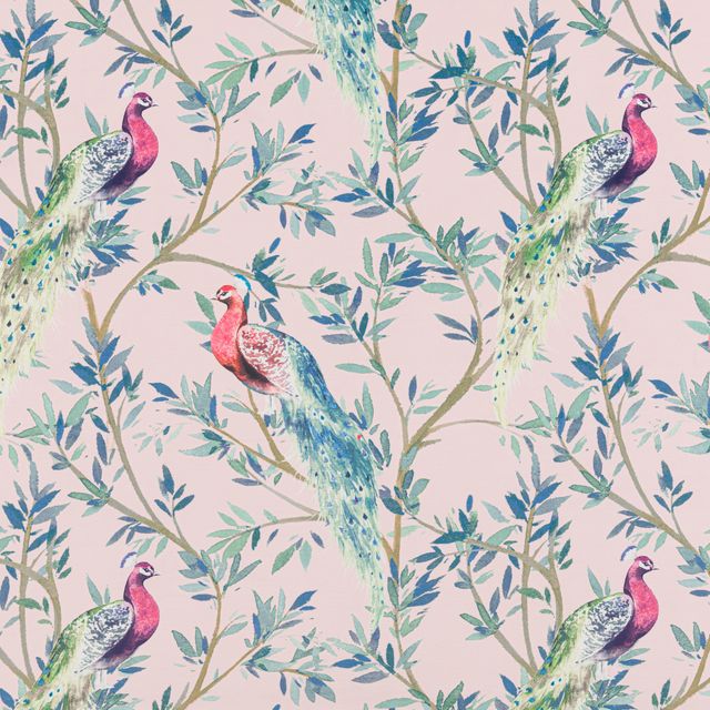 Bill Beaumont Sunset / Tru Blu Peacock Blush Upholstery Fabric