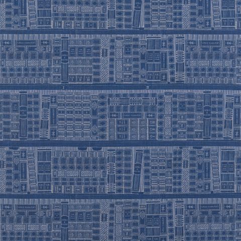 Library Indigo Upholstery Fabric