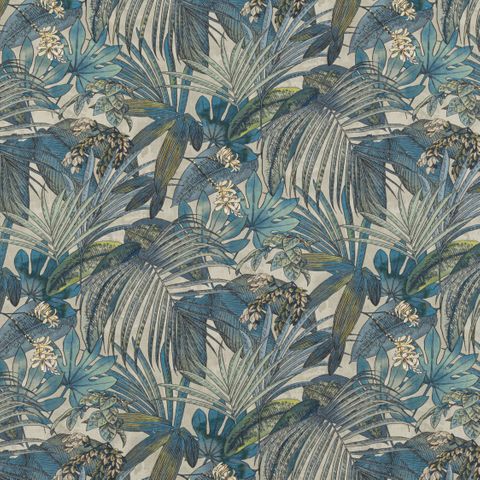 Padang Palm Azure Upholstery Fabric