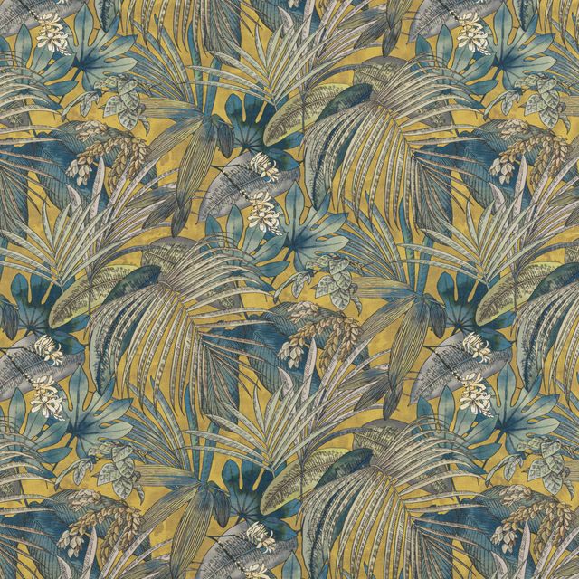 Bill Beaumont Urban Jungle Padang Palm Mustard Upholstery Fabric