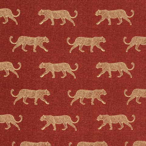 Leopard Panama Burnt Orange Upholstery Fabric