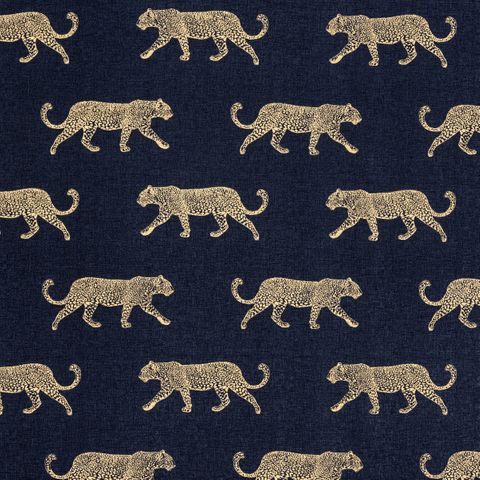 Leopard Panama Indigo Upholstery Fabric