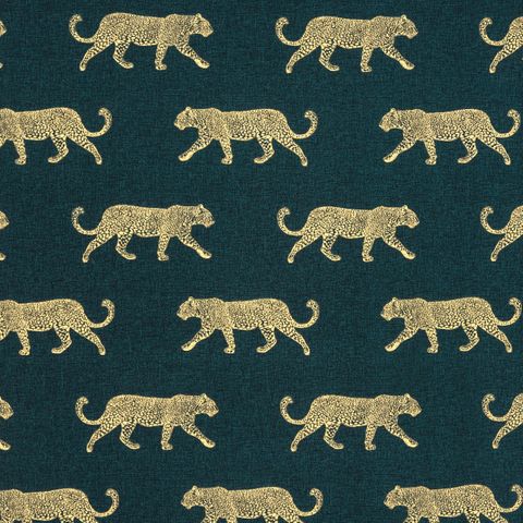 Leopard Panama Teal Upholstery Fabric