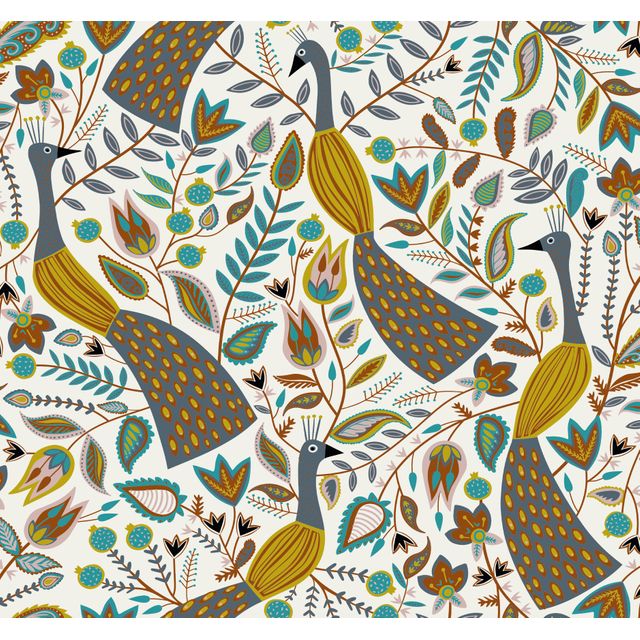 Peacock Ochre Upholstery Fabric