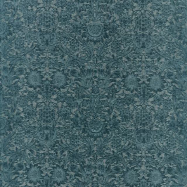 William Morris Wardle Velvets Sunflower Caffoy Velvet Webbs blue Upholstery Fabric