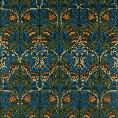 Bluebell Embroidery Tump/Webbs Blue Upholstery Fabric