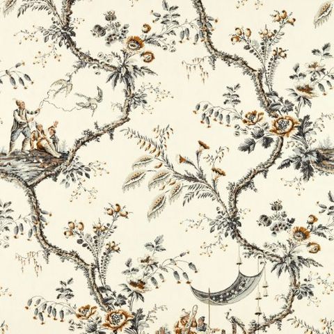 Emperors Musician Charcoal Upholstery Fabric