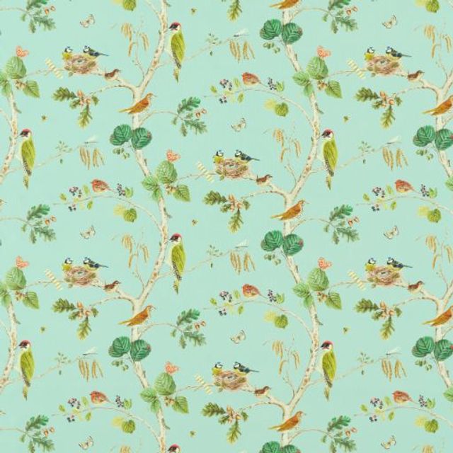 Sanderson Indoor Outdoor Prints Woodland Chorus Sky Blue/Multi