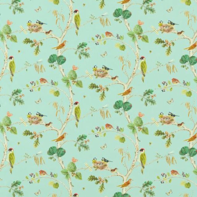 Woodland Chorus Sky Blue/Multi Voile Fabric