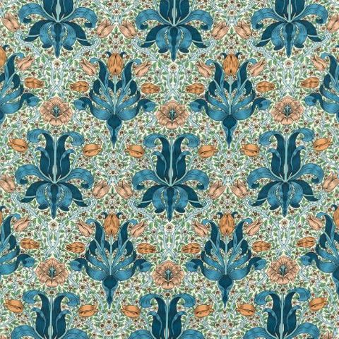 Spring Thicket Paradise Blue/Peach Upholstery Fabric