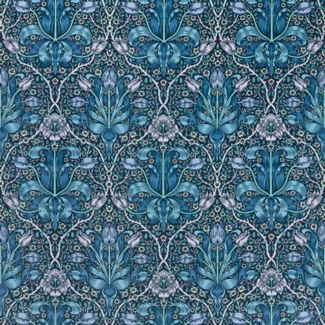 William Morris Bedford Park  Spring Thicket Midnight/Lilac Upholstery Fabric