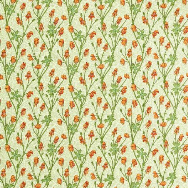 William Morris Bedford Park  Monkshood Tangerine/Sage Upholstery Fabric