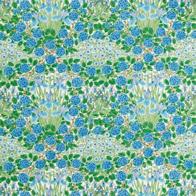 William Morris Bedford Park  Campanula Peacock/Opal Upholstery Fabric