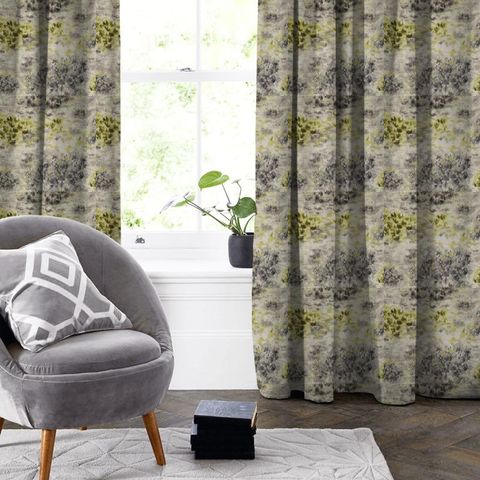 Fiore Charcoal/Chartreuse Made To Measure Curtain