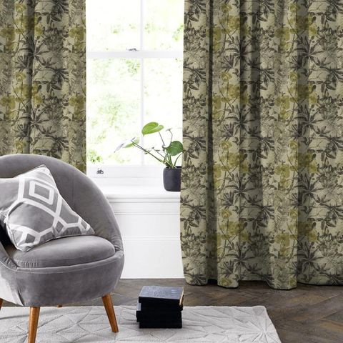 Madagascar Charcoal/Charteuse Made To Measure Curtain