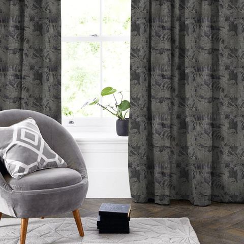Tropicale Charcoal Made To Measure Curtain