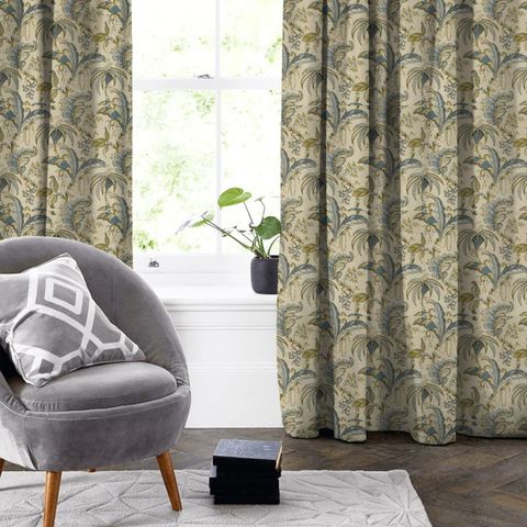 Ophelia Teal/Spice Made To Measure Curtain