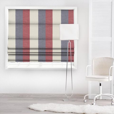 Buckton Denim/Red Made To Measure Roman Blind