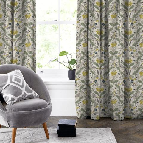 Orchard Birds Forest/Chartreuse Made To Measure Curtain