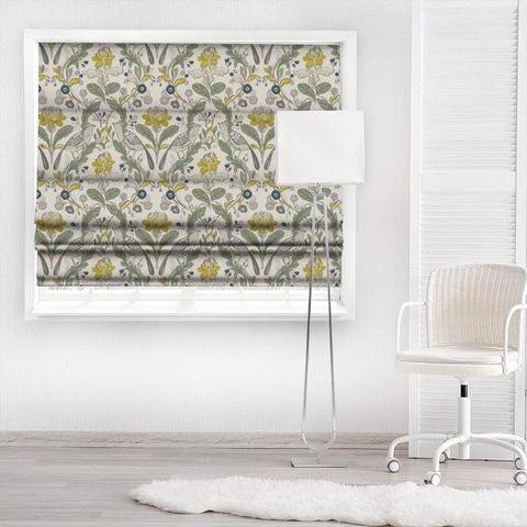 Orchard Birds Forest/Chartreuse Made To Measure Roman Blind