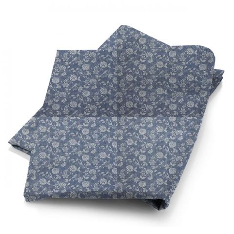 Bird Garden Print Denim Fabric