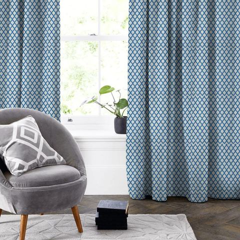 Mosaic Sky Blue Made To Measure Curtain
