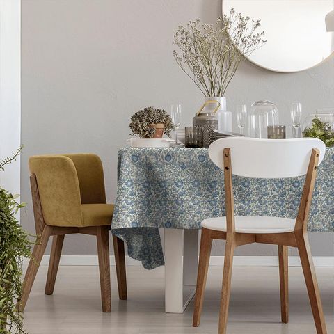 Pink & Rose Vellum/Indigo Tablecloth