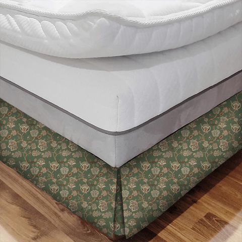 Theodosia Embroidery Bottle Green Bed Base Valance