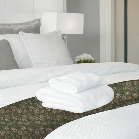 Theodosia Embroidery Bottle Green Bed Runner