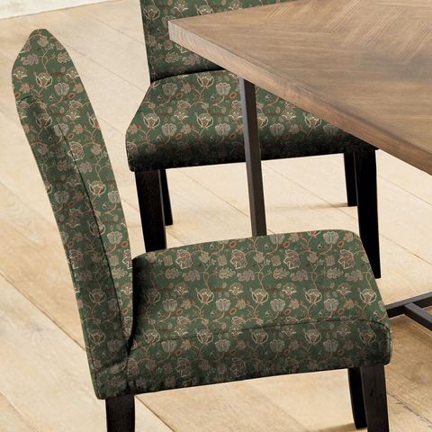 Theodosia Embroidery Bottle Green Seat Pad Cover