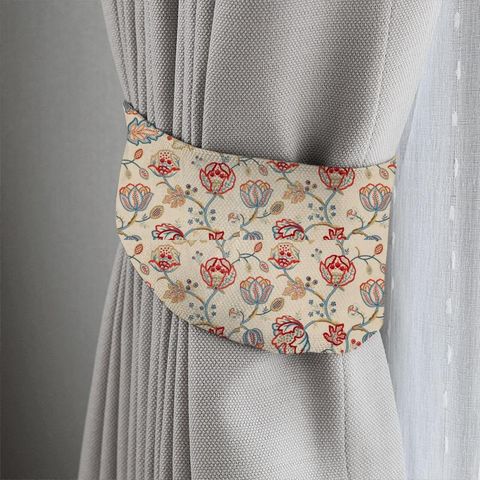 Theodosia Embroidery Wine/Indigo Tieback