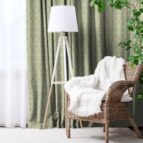 Sweet Briar Green/Coral Morris Made To Measure Curtain