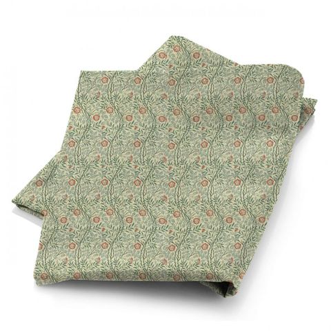 Sweet Briar Green/Coral Morris Fabric
