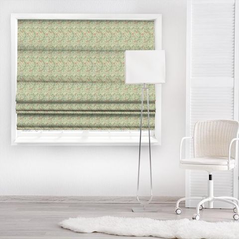 Sweet Briar Green/Coral Morris Made To Measure Roman Blind