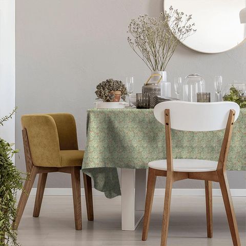 Sweet Briar Green/Coral Tablecloth